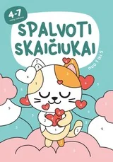 Spalvoti skaičiukai nuo 1 iki 5. Spalvinimo knygelė