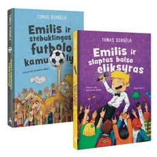Tomo Dirgėlos 2 knygų rinkinys:  Emilis ir stebuklingas futbolo kamuolys + Emilis ir slaptas balso eliksyras